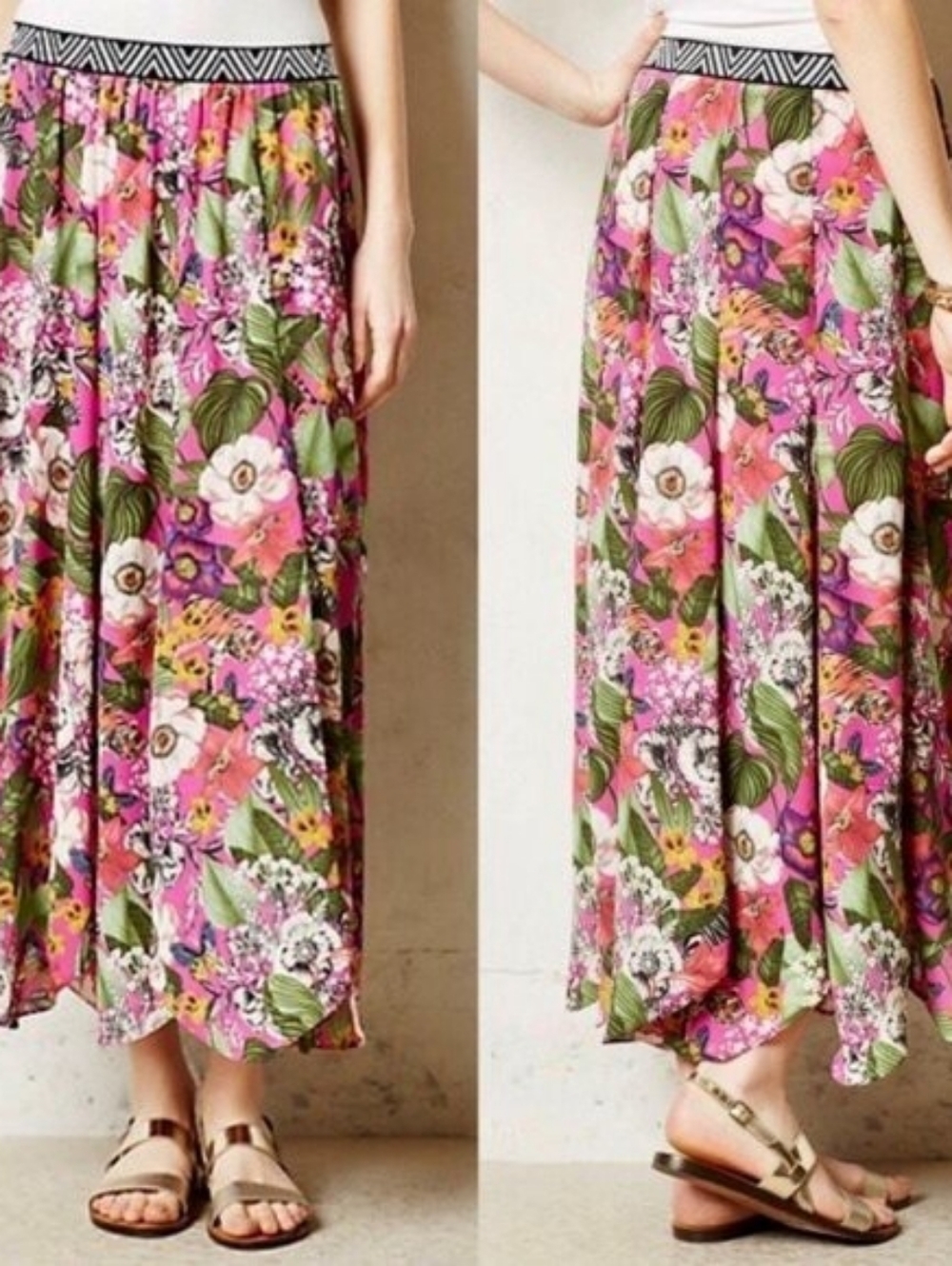 { Anthropologie } 🪷 Banda Floral Maxi Split Side Skirt